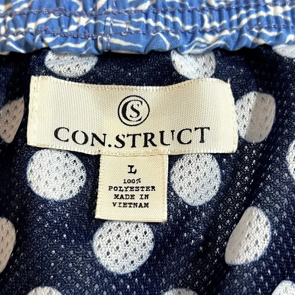 Con.Struct Tidal Wave Print Swim Shorts Blue White Mens Large Beach Pool Lake